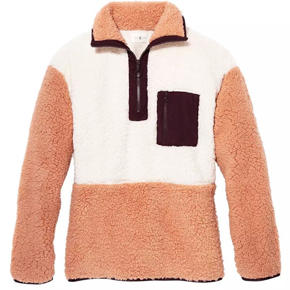 Lou & Grey | Loft Pink Cream Purple Color-block Fuzzy Pull Over Sweater | M
